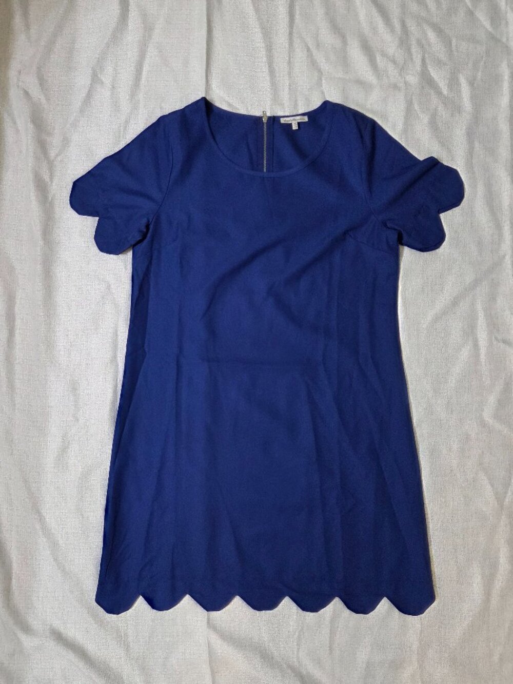 Blue Scalloped Mini Dress